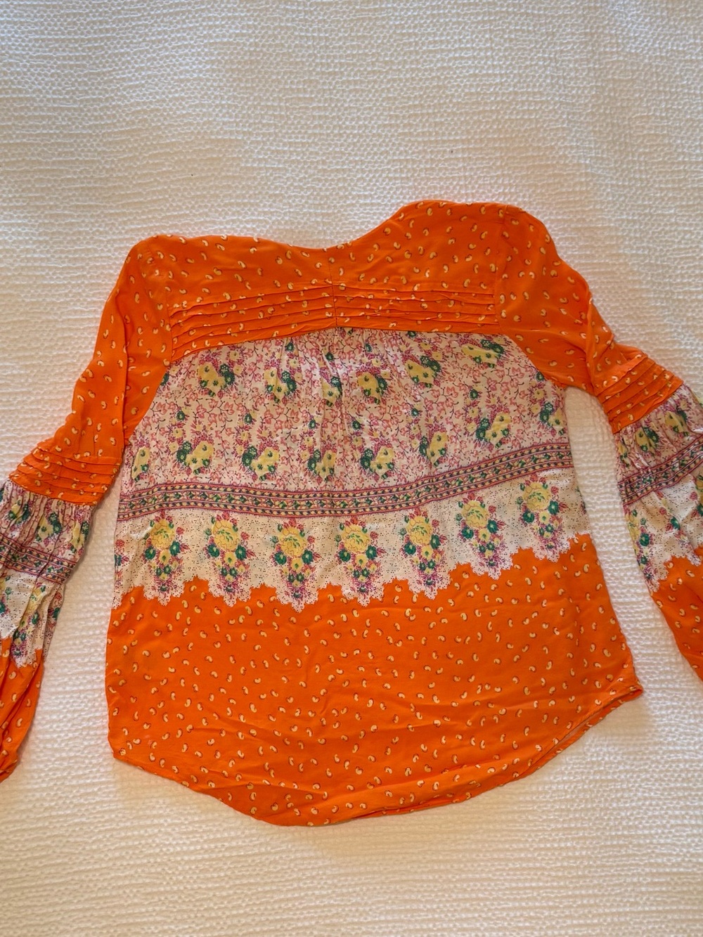 Maeve by Anthropologie | Orange Floral Patchwork Peasant Top | Size = XS - Picture 8 of 8